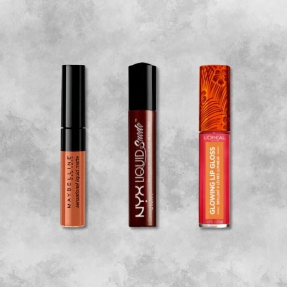 L’Oreal Glowing Lip Gloss NYX Liquid Suede Maybelline Liquid Matte Bundle NWT